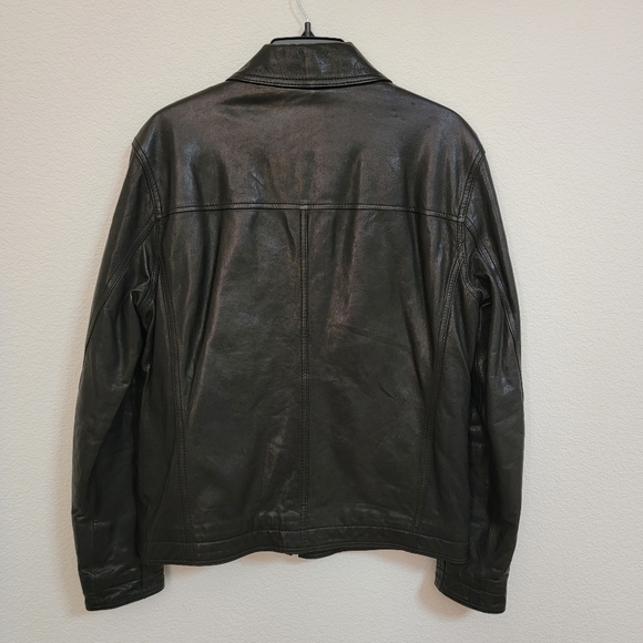 Cole Haan Men's Collared Lambskin Leather Jacket - Picture 2 of 5